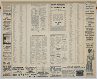 217085 Achterzijde van de Plattegrond van de stad Utrecht (24e druk), met een lijst van straatnamen, merkwaardige ...